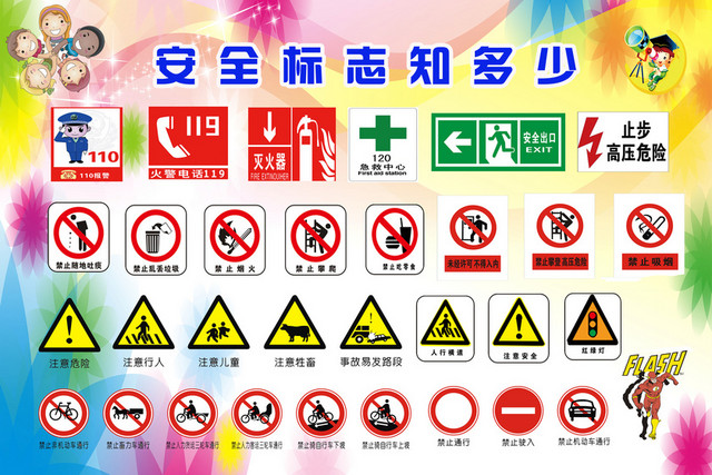 交通安全标志彩色标识大全
