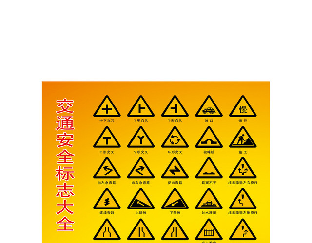 交通警告标志交通安全标志大全