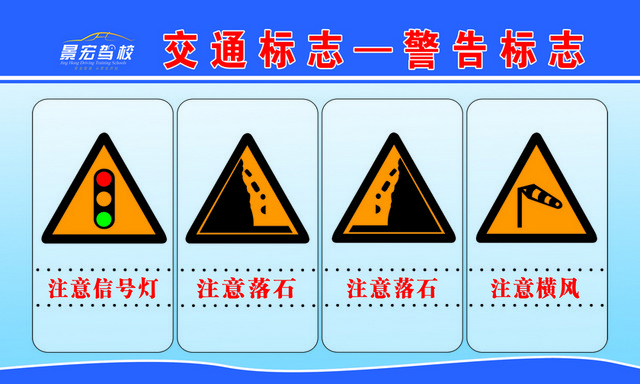 交通警告标志注意落石