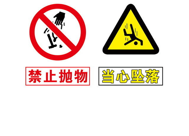 安全标识当心落物禁止抛物