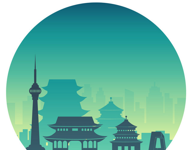 北京建筑经典景点矢量风房子