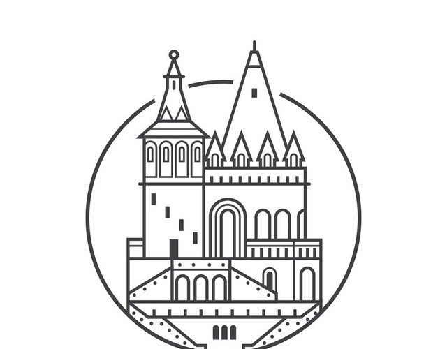 矢量风线条社区建筑图标装饰素材