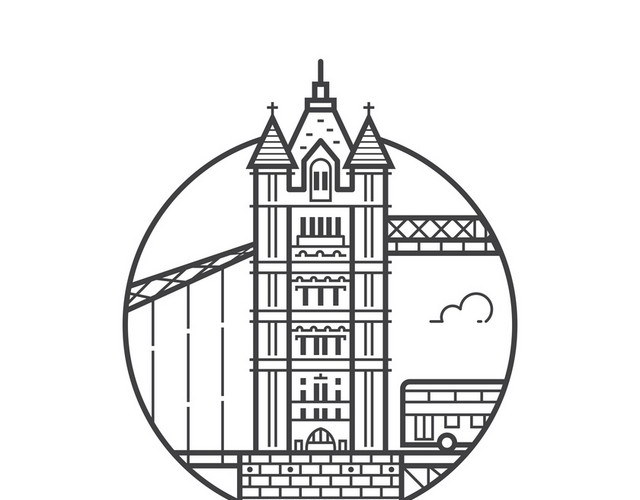 矢量风线条社区建筑图标装饰素材