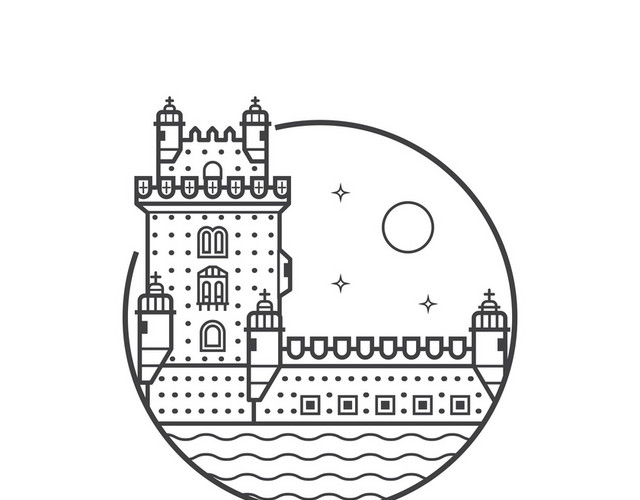 矢量风线条社区建筑图标装饰素材