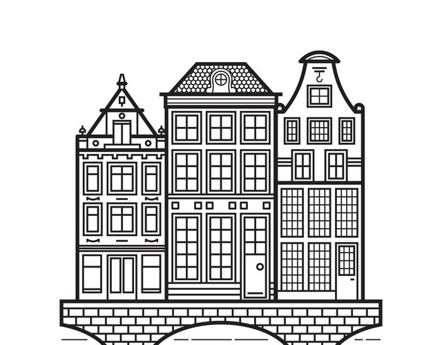 矢量风线条社区建筑图标装饰素材
