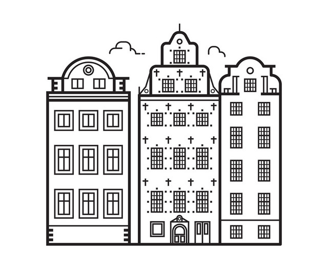 矢量风线条社区建筑图标装饰素材