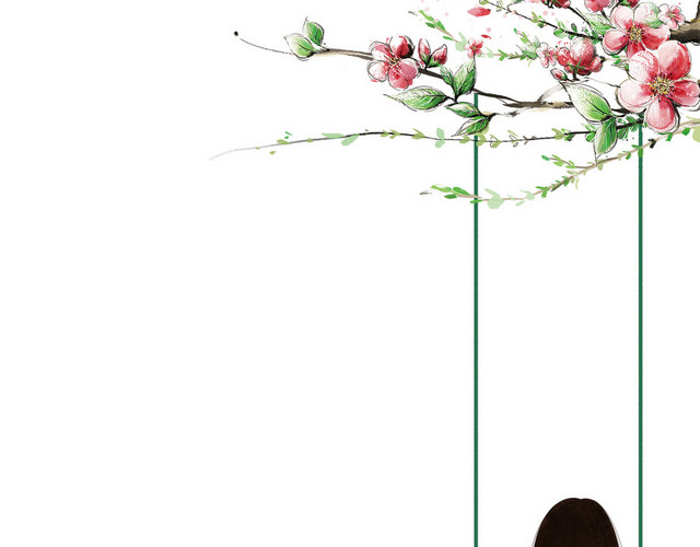 清明节春天踏青荡秋千人物素材