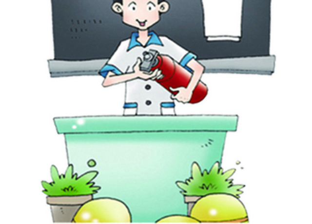 校园安全安全教育卡通人物灭火器素材