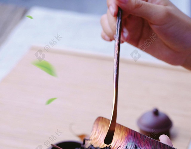 功夫茶分茶春茶茶叶宣传促销黄色销海报背景