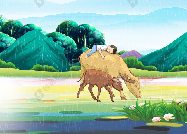清明节踏青小清新简约背景海报