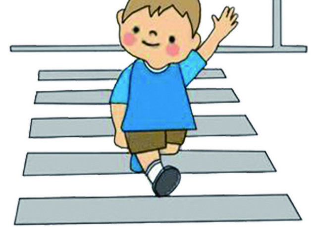 校园安全安全教育小孩过马路素材