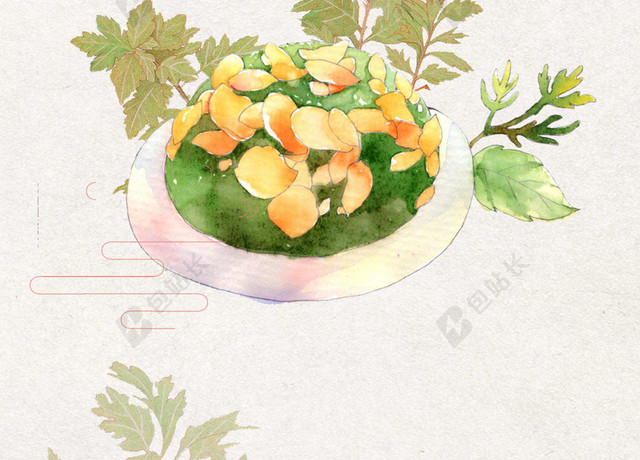 寒食节青团清明馍馍传统节日白色背景海报