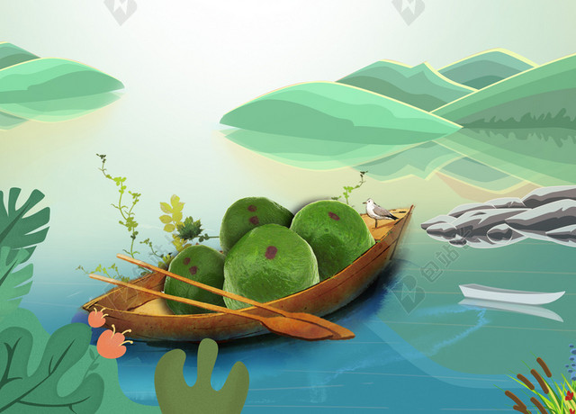 清明寒食节青团传统节日绿色背景海报宣传画