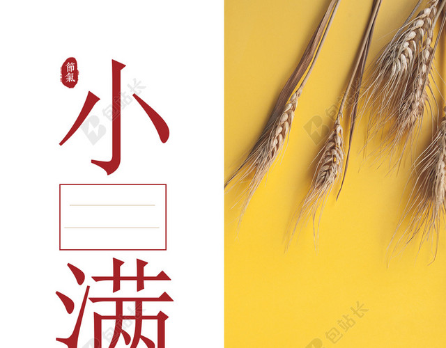 简约清新小满传统节气二十四节气海报背景素材