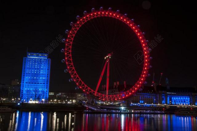 旅游清新伦敦眼夜背景图片