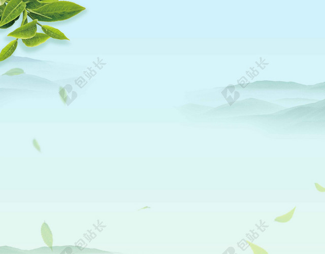 桌子茶具绿茶新茶春茶上市海报背景