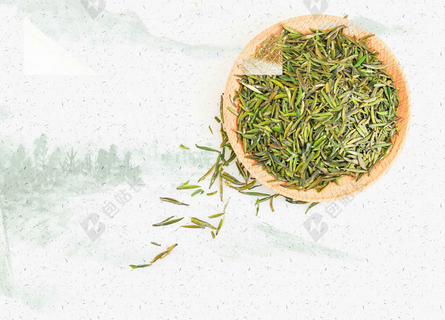 柳树茶叶风景绿茶新茶春茶上市海报背景
