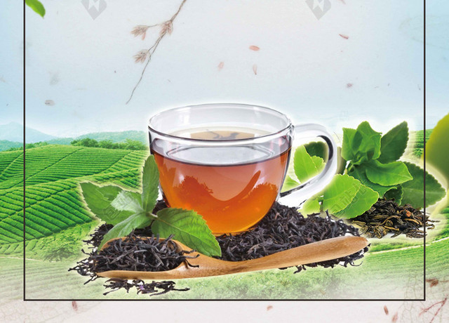茶杯绿茶新茶春茶上市海报背景