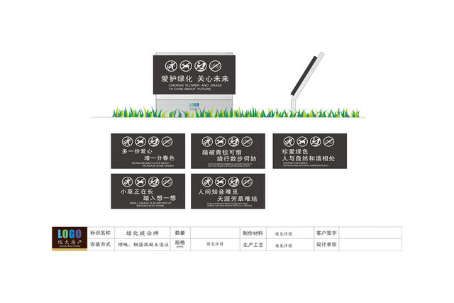 导向指示牌爱护绿化关心未来导向牌