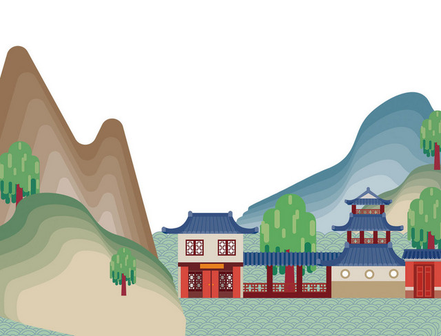 清明谷雨时节远山凉亭素材