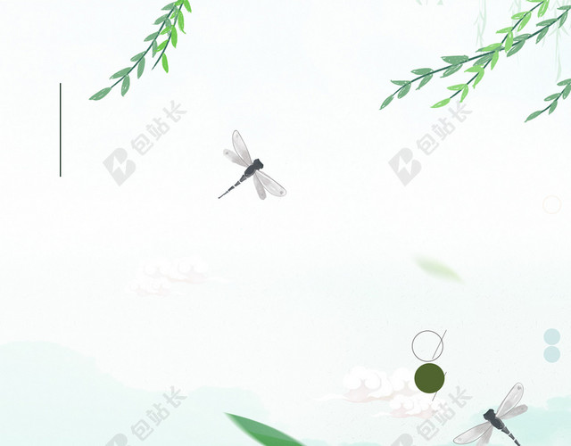 绿色小清新荷叶立夏二十四节气传统节日宣传海报背景