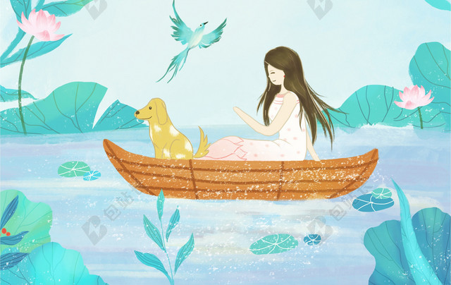 清新少女立夏二十四节气传统节日宣传海报背景