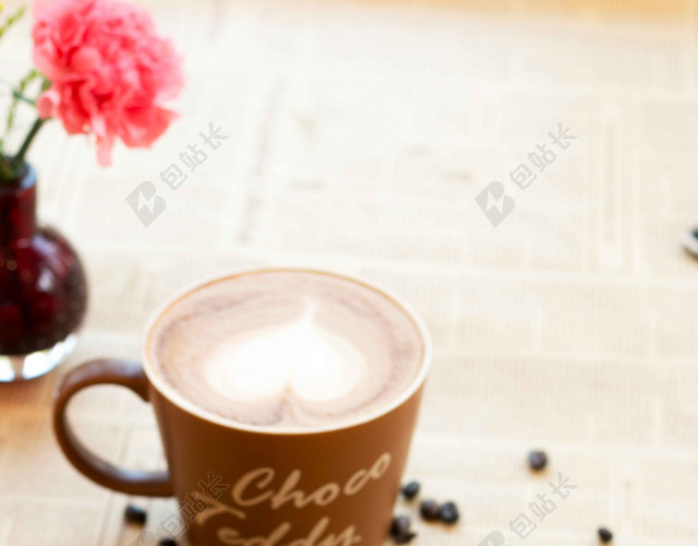 红褐双杯咖啡下午茶宣传促销海报背景