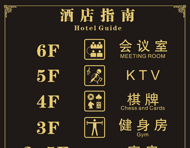 酒店指示牌酒店指南楼层索引