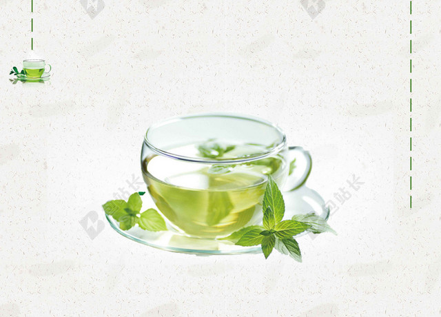 杯子小鸟茶道文化新茶上市海报背景