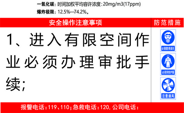 有限空间安全警示标志有限空间作业安全告知牌