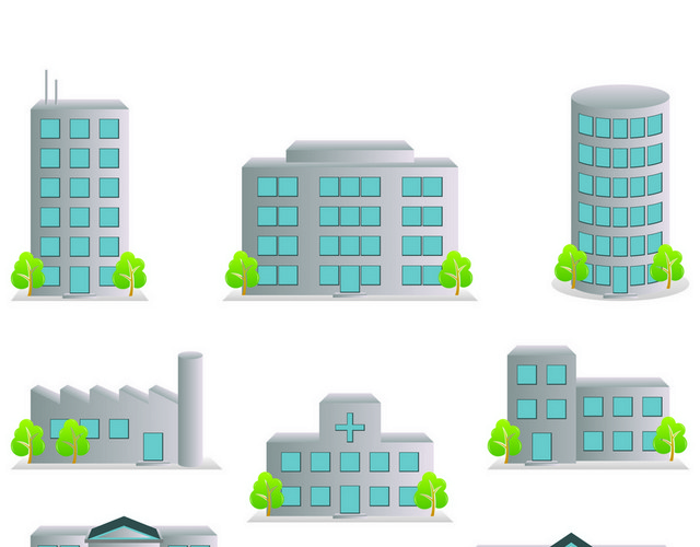 单个建筑城市生活大厦都市高层公寓矢量图
