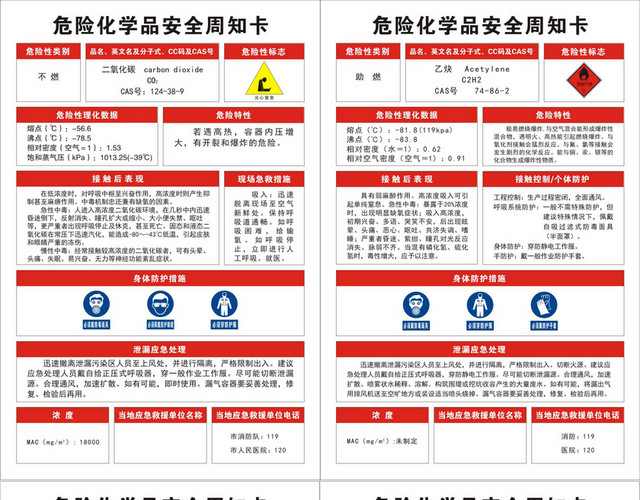 化学品安全标识不燃助燃易爆易燃化学品安全周知卡