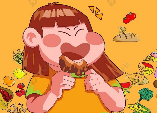 橙色插画卡通大头小孩食品安全宣传海报背景