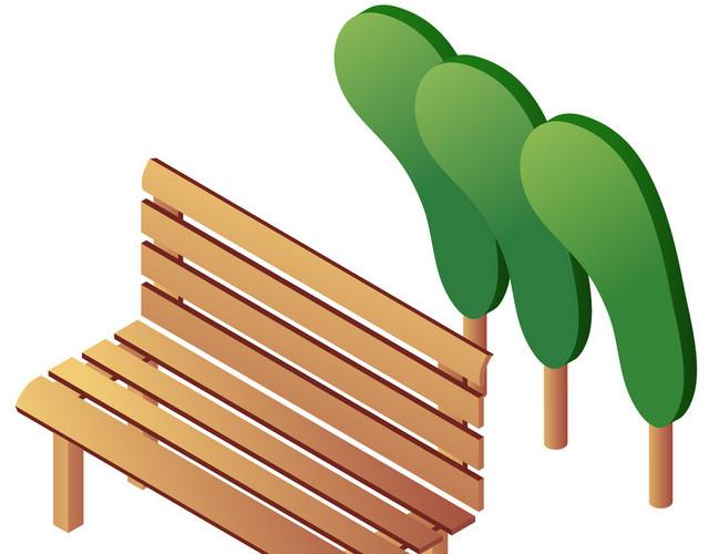 植物公园椅建筑城市生活大厦都市高层公寓矢量图