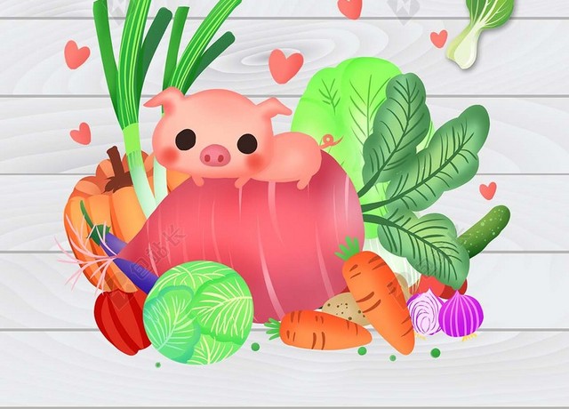 红色蔬菜插画食品安全宣传海报背景