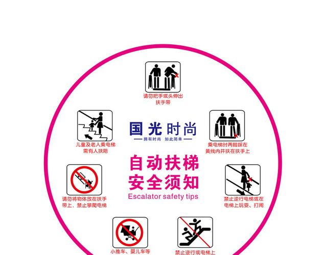 商场安全标识自动扶梯安全须知