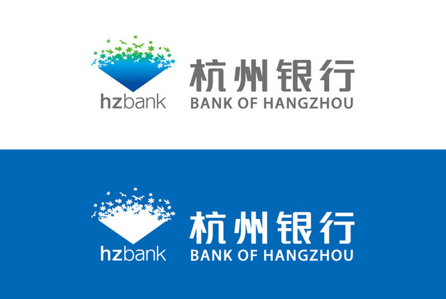 蓝白杭州银行公司标识设计