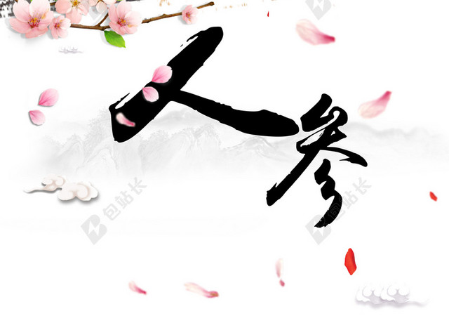 东北吉林人参中医养生药材白色背景海报