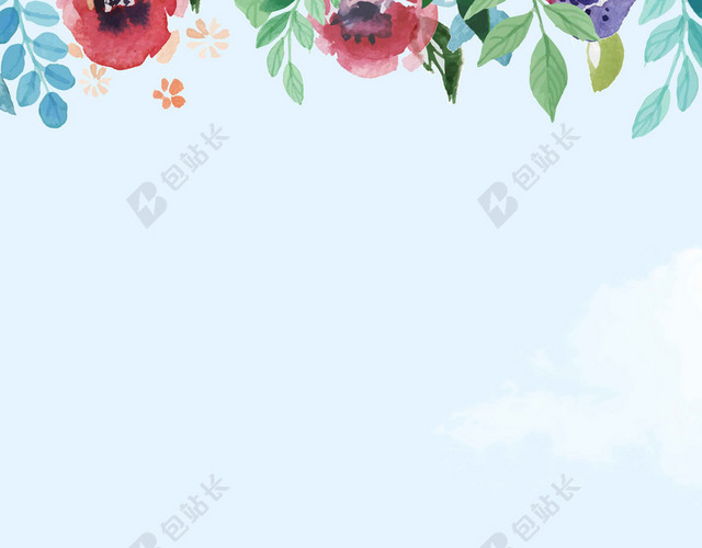 五彩鲜花蓝景早安梦想海报背景
