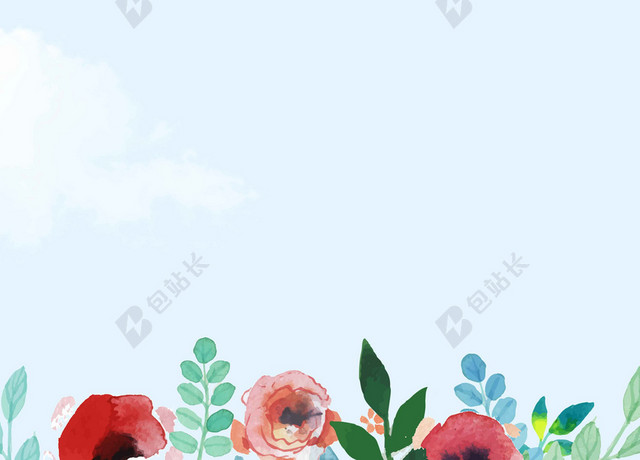 五彩鲜花蓝景早安梦想海报背景