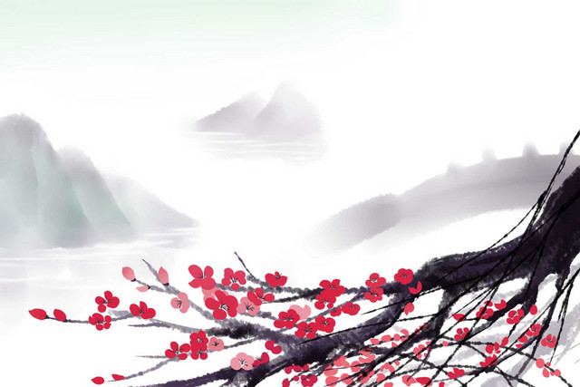 水墨中国风古风传统节气梅花PNG素材