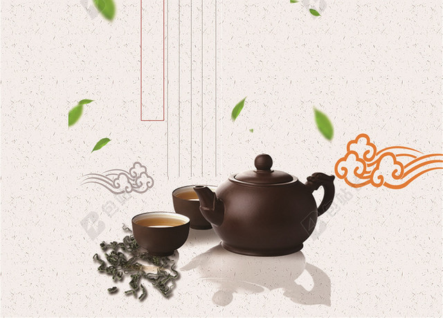 绿色泡茶新茶上市春茶茶叶促销宣传海报背景