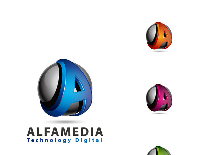 公司标识设计字母A图标球形LOGO