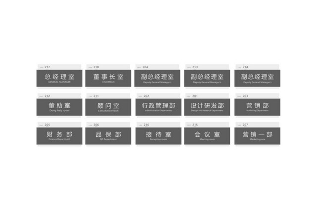 区域标识牌顾问室经理室财务部接待室标识牌