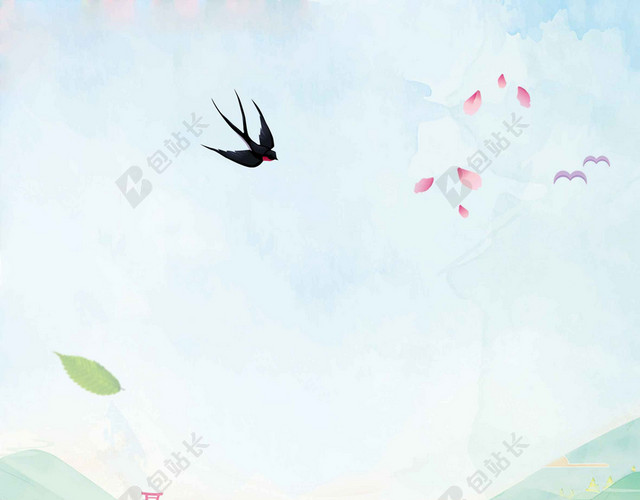 燕子人物背影风景4月你好春天宣传海报背景