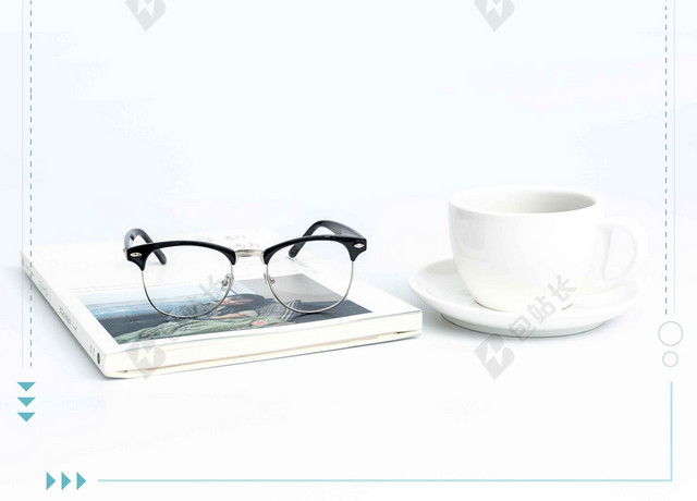 白色书本眼睛茶杯4月你好春天宣传海报背景