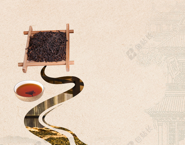 古典风茶叶普洱茶红茶背景素材