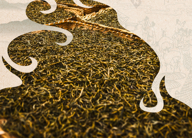 古典风茶叶普洱茶红茶背景素材