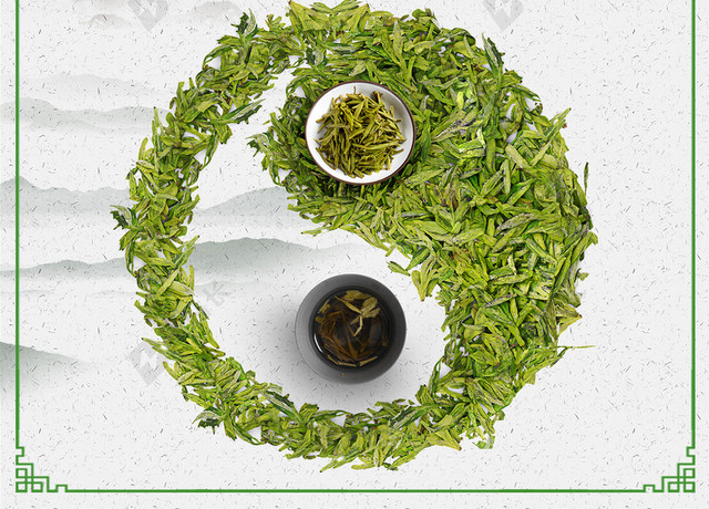 中国风茶叶绿茶背景素材