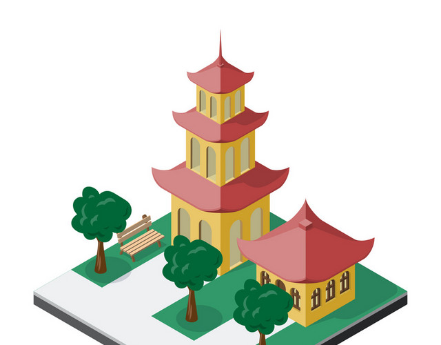 古楼建筑城市生活大厦都市高层公寓矢量图